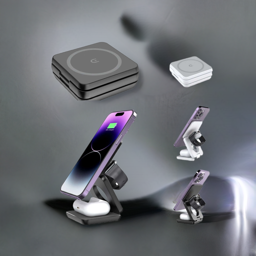 Folding Three-in-one Wireless Charger Portable Magnetic Suction