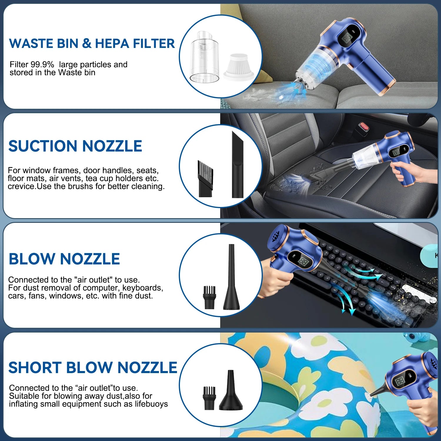 ABS Wireless Car Vacuum Cleaner - Household Appliance - Sofa - Office - High Power - Household Cleaning Machine - Carpet Cleaner