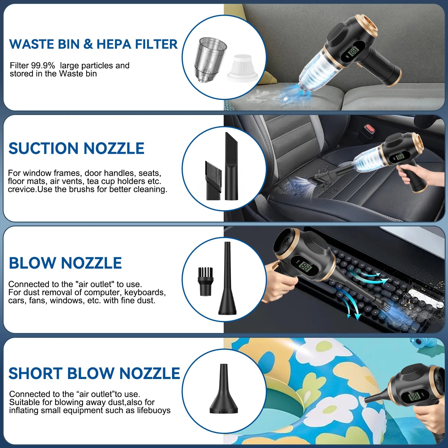 ABS Wireless Car Vacuum Cleaner - Household Appliance - Sofa - Office - High Power - Household Cleaning Machine - Carpet Cleaner
