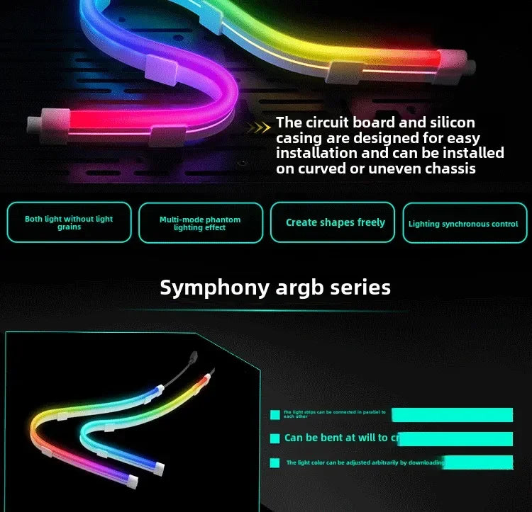 ARGB 5V 3pin MOBO Flexible Light Strip Synchronous for ASUS Chassis Motherboard Decorative LED Lighting Bar AURA SYNC