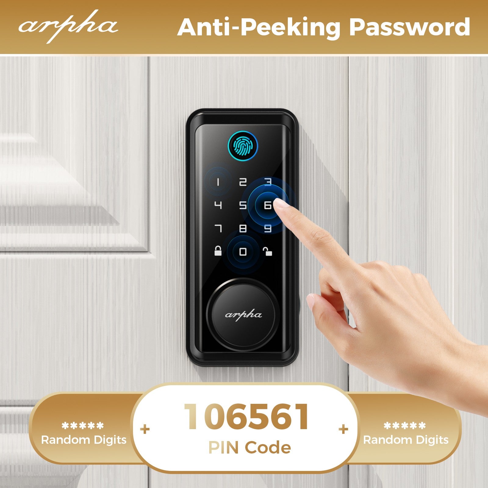 ARPHA Smart Door Lock Fingerprint Electronic Keypad Deadbolt App Keyless Entry