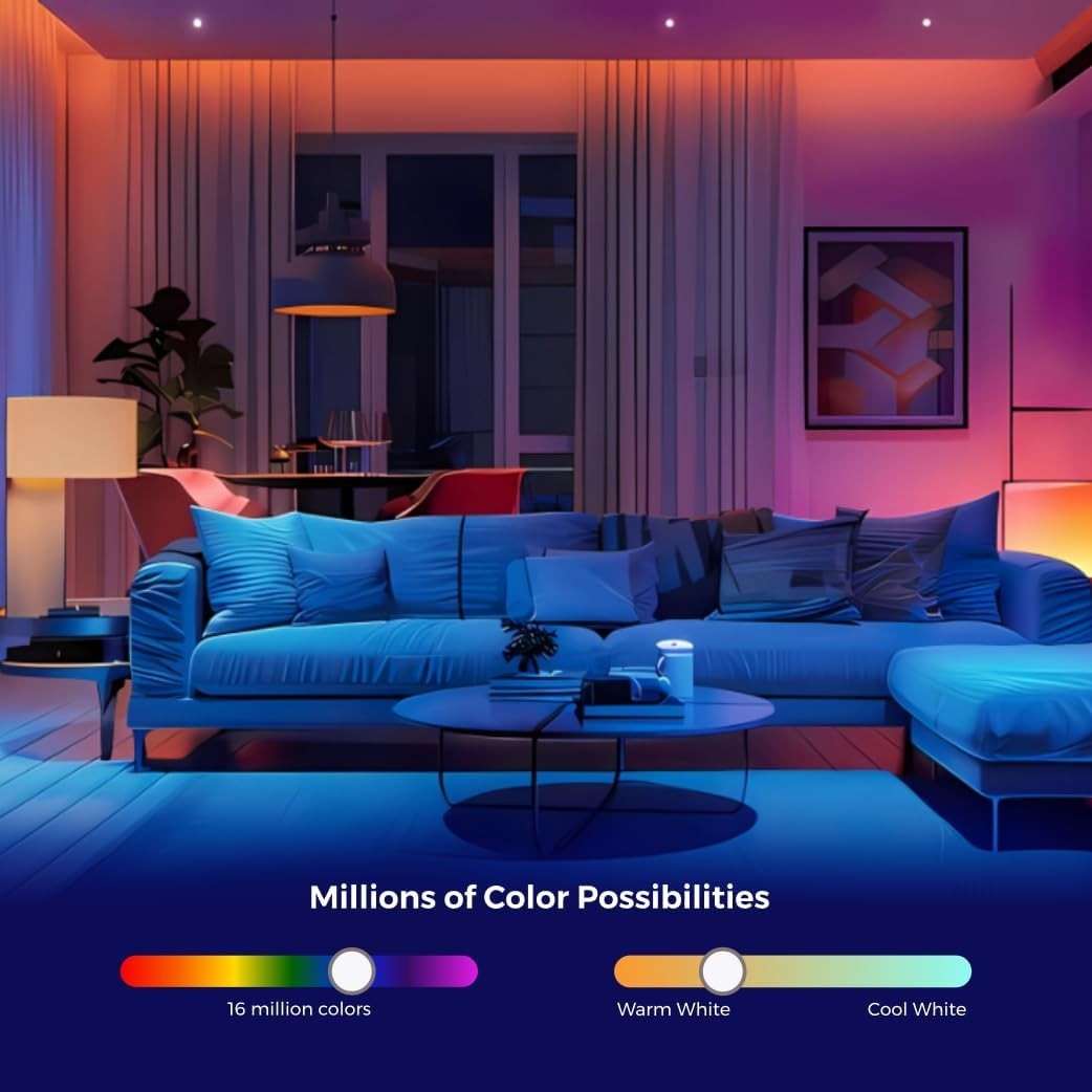 Homefy Smart Light Bulbs 4-Pack WiFi LED RGB Color Changing 800LM No Hub