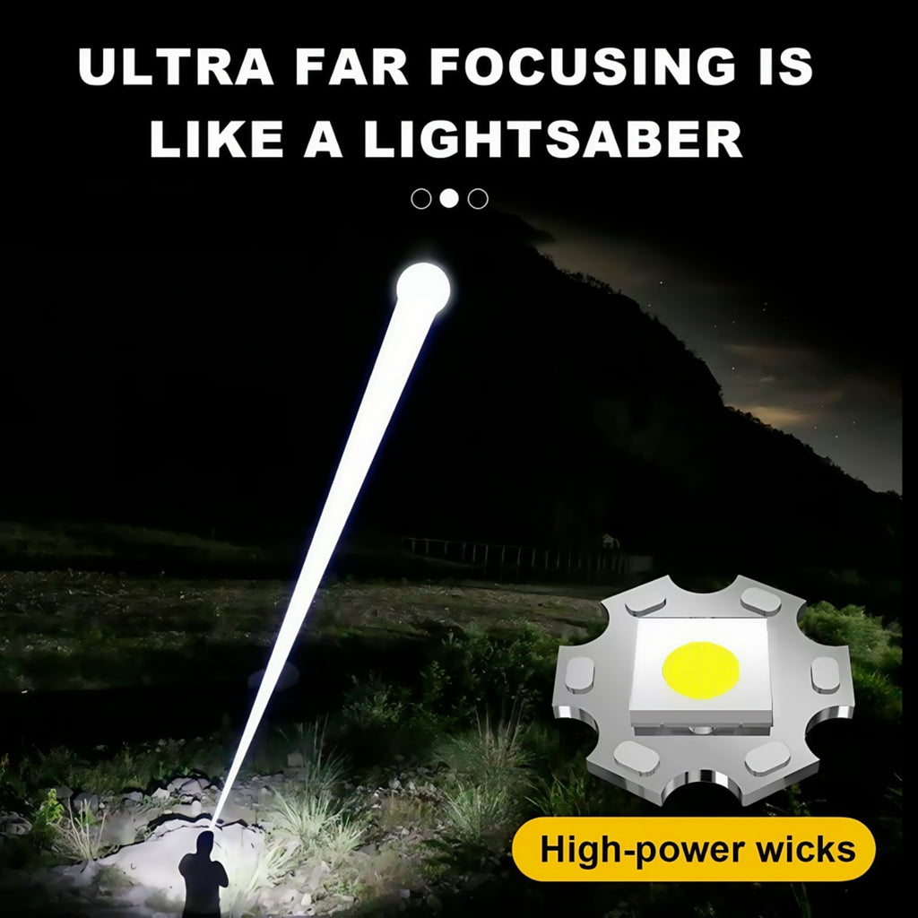 99000000 Lumen Super Bright LED Flashlight Rechargeable Tactical LED Work Lights