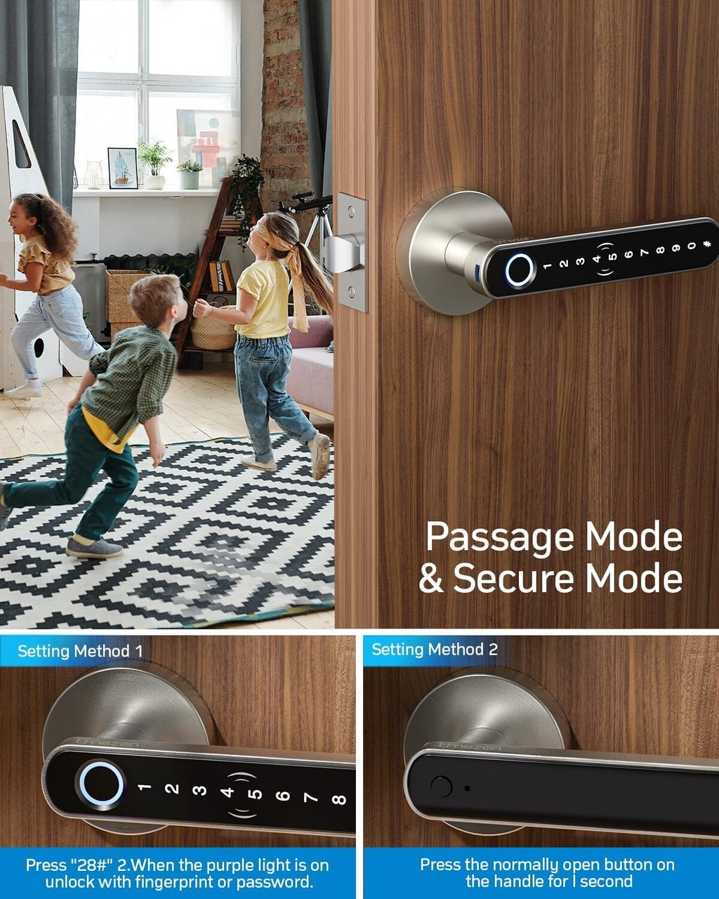 TMEZON Smart Door Lock Fingerprint, Keyless Entry Door Lock with Handle APP