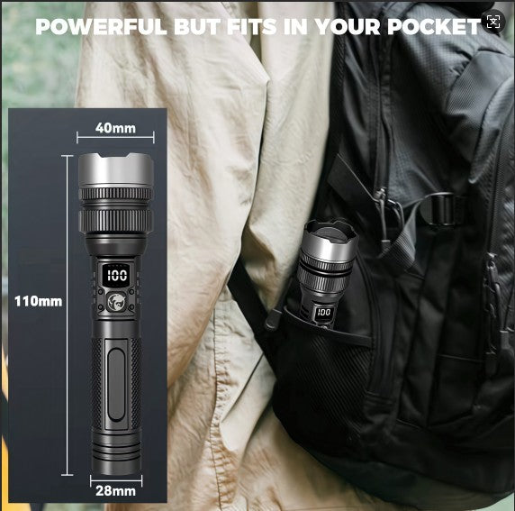 99000000 Lumen Super Bright LED Flashlight Rechargeable Tactical LED Work Lights