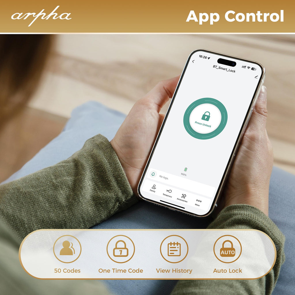 ARPHA Smart Door Lock Fingerprint Electronic Keypad Deadbolt App Keyless Entry
