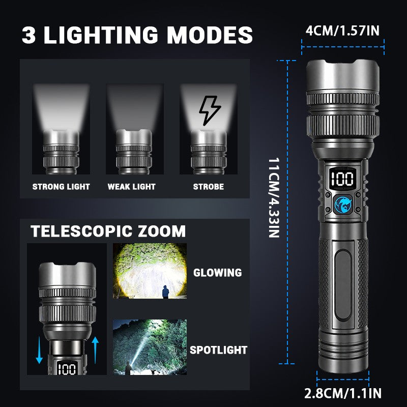 99000000 Lumen Super Bright LED Flashlight Rechargeable Tactical LED Work Lights
