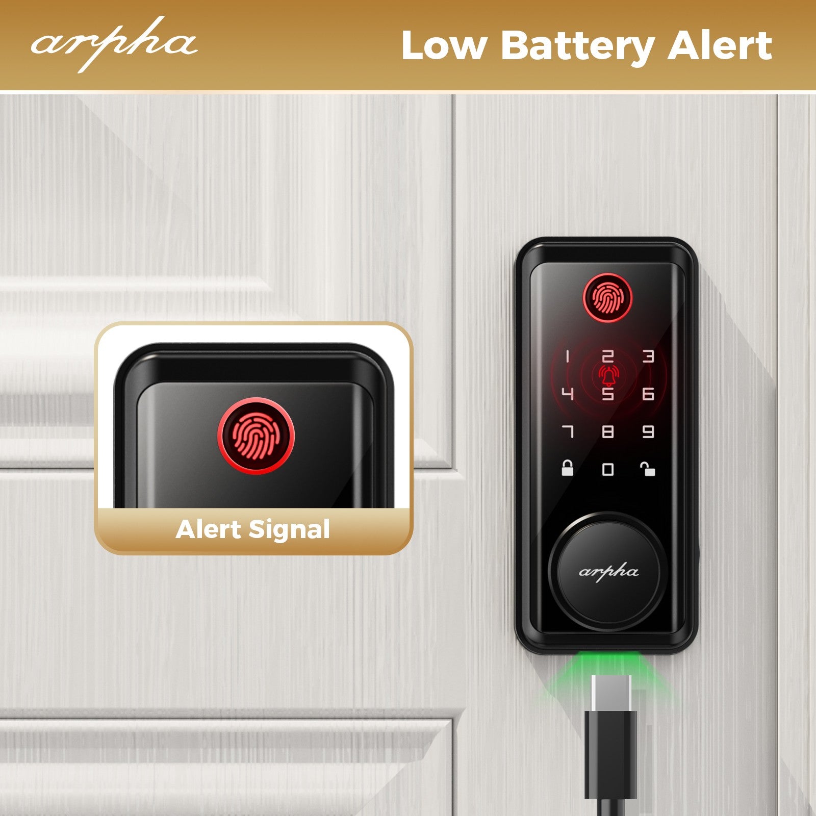 ARPHA Smart Door Lock Fingerprint Electronic Keypad Deadbolt App Keyless Entry