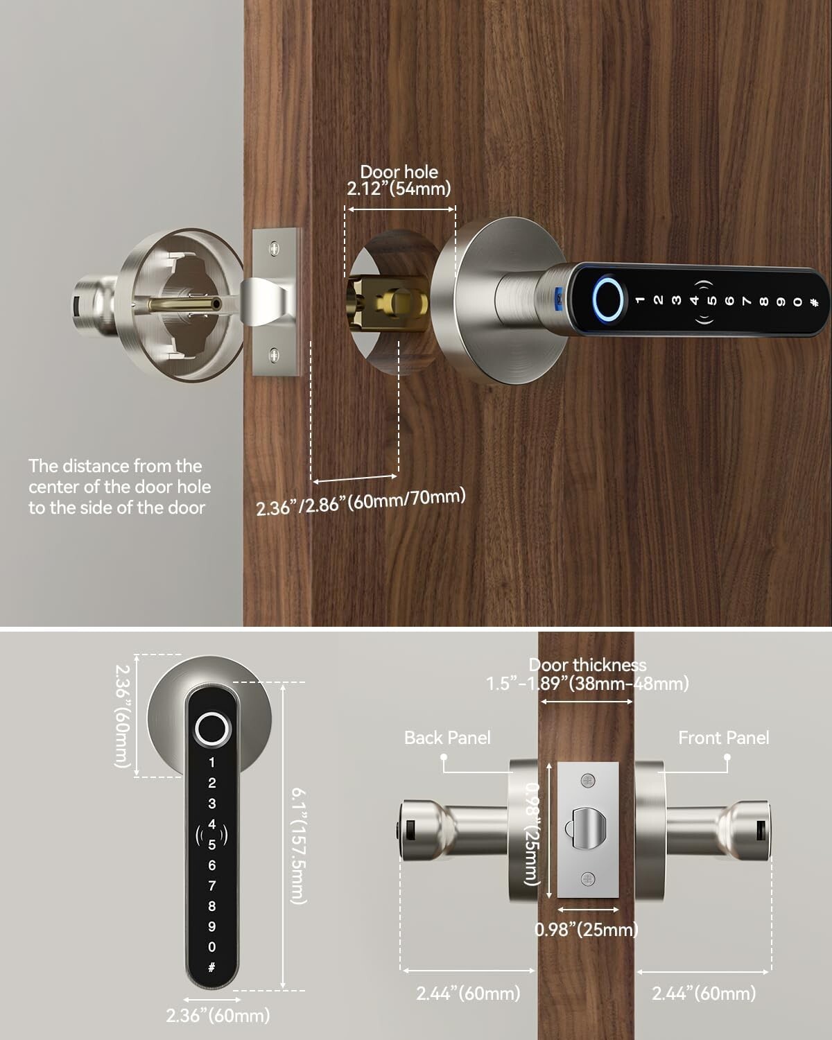 TMEZON Smart Door Lock Fingerprint, Keyless Entry Door Lock with Handle APP