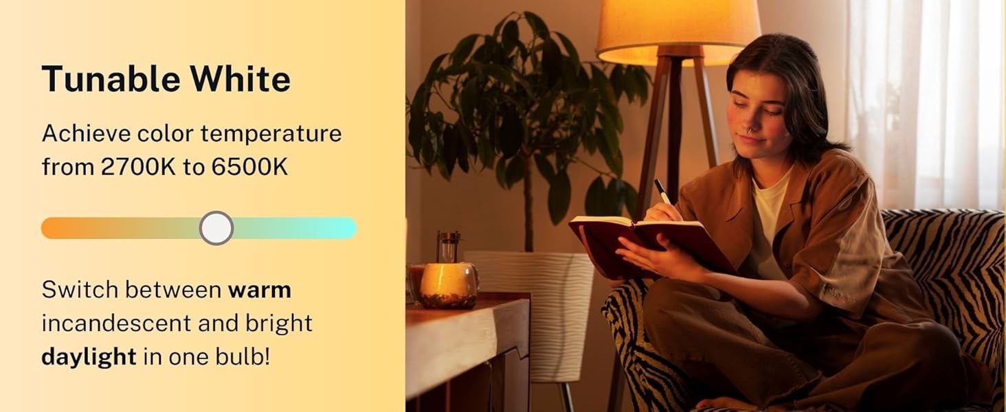Homefy Smart Light Bulbs 4-Pack WiFi LED RGB Color Changing 800LM No Hub